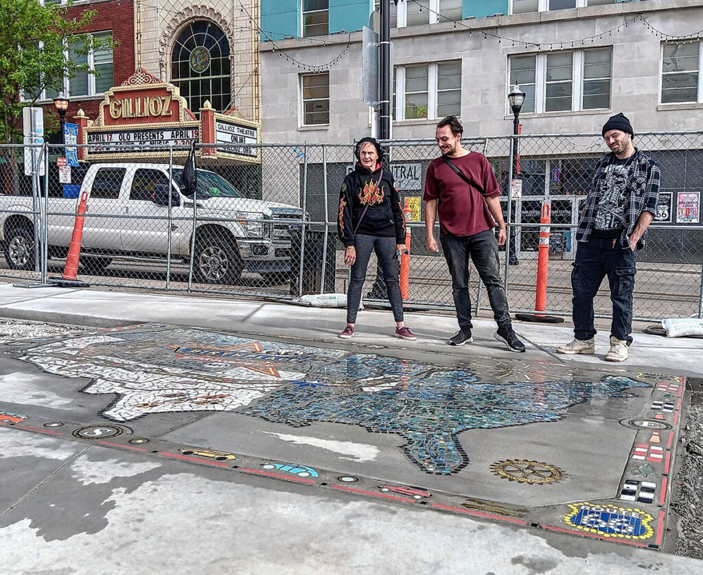 Route 66 Mosaic Map at Birthplace Plaza in Springfield, Missouri USA